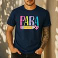 Colorful PARA Teacher Paraprofessional Cute Pencil Men's Casual T-Shirt Navy Colorful PARA Teacher Paraprofessional Cute Pencil Men's Casual T-Shirt Navy