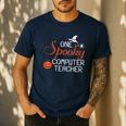 Computer Teacher Halloween Spooky Men Women Kids Men's Casual T-Shirt Navy