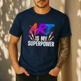 Cool Art For Men Women Art Teacher Artist Painter Superpower Men's Casual T-Shirt Navy Cool Art For Men Women Art Teacher Artist Painter Superpower Men's Casual T-Shirt Navy