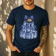 Coquette Bow Book Tree Merry Christmas Xmas Teacher Holiday Men's Casual T-Shirt Navy