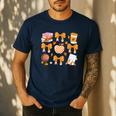 Coquette Bow Teacher Thanksgiving Fall Autumn Girls Women Men's Casual T-Shirt Navy