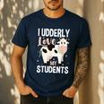 Cow Teacher Lover Men's Casual T-Shirt Navy