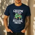 Creepin It Real Monster School Preschool Teacher Halloween Men's Casual T-Shirt Navy Creepin It Real Monster School Preschool Teacher Halloween Men's Casual T-Shirt Navy
