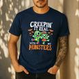 Creepin It Real Monster School Teacher Principal Halloween Men's Casual T-Shirt Navy