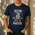 Creepin It Real Pre-K Monsters Halloween Preschool Teacher Men's Casual T-Shirt Navy