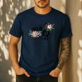 Cut Music Teacher Shirt With a Piano Keys Notes And Flowers Men's Casual T-Shirt Navy Cut Music Teacher Shirt With a Piano Keys Notes And Flowers Men's Casual T-Shirt Navy