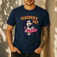 Cute Elementary School Student Dog Teacher's Pet Men's Casual T-Shirt Navy Cute Elementary School Student Dog Teacher's Pet Men's Casual T-Shirt Navy