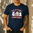 Cute Ghost Read More Books Lover Teacher Halloween Costume Men's Casual T-Shirt Navy