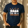 Cute Ghosts Pre-K Boo Crew Teachers Halloween Party Team For Men Women Kids Men's Casual T-Shirt Navy
