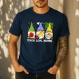 Cute Gnomes Teach Love And Inspire Back To School Teacher Men's Casual T-Shirt Navy