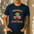 Cute Halloween Teacher Librarian Frankenstein Reading Books Men's Casual T-Shirt Navy Cute Halloween Teacher Librarian Frankenstein Reading Books Men's Casual T-Shirt Navy