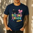 Cute Hello Second Grade Back To School Coquette Teacher Girl Men's Casual T-Shirt Navy