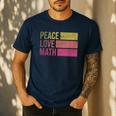 Cute Math Teacher Peace Love Math Men's Casual T-Shirt Navy Cute Math Teacher Peace Love Math Men's Casual T-Shirt Navy