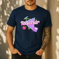 Cute Teacher Shirt 80's 90's Style Retro Old School Teacher For Men Women Men's Casual T-Shirt Navy