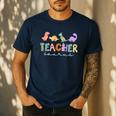 Dinosaur Teacher Teachersaurus Rex Dino Men's Casual T-Shirt Navy