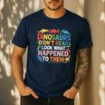 Dinosaurs Didnt Read Look What Happened To Them Cute Teacher Men's Casual T-Shirt Navy