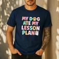 My Dog Ate My Lesson Plan Kindergarten Teacher Dog Lover For Men Women Men's Casual T-Shirt Navy