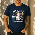 My Dog Ate My Lesson Plan Teacher Back To School Men's Casual T-Shirt Navy