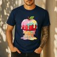Dripping Apple Ice Cream Cone Cute Teacher Appreciation Men's Casual T-Shirt Navy Dripping Apple Ice Cream Cone Cute Teacher Appreciation Men's Casual T-Shirt Navy