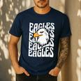 Eagles School Sports Fan Team Spirit Teacher Parent Student Men's Casual T-Shirt Navy