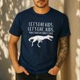 Lets Eat Kids Punctuation Saves Lives Dino Teacher Men Men's Casual T-Shirt Navy
