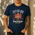 Lets Eat Kids Punctuation Saves Lives Thanksgiving Teacher Men's Casual T-Shirt Navy Lets Eat Kids Punctuation Saves Lives Thanksgiving Teacher Men's Casual T-Shirt Navy