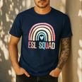 ESL Squad Teacher Crew Team Back To School English Rainbow Men's Casual T-Shirt Navy ESL Squad Teacher Crew Team Back To School English Rainbow Men's Casual T-Shirt Navy