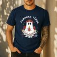 Espooky Vibes Maestra Halloween Spanish Mexican Teacher Men's Casual T-Shirt Navy Espooky Vibes Maestra Halloween Spanish Mexican Teacher Men's Casual T-Shirt Navy
