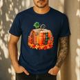 Fall Book Autumn Reading Teacher Halloween Pumpkin Season Men's Casual T-Shirt Navy