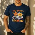 Fall In Love With Learning Fall Teacher Thanksgiving Retro Men's Casual T-Shirt Navy Fall In Love With Learning Fall Teacher Thanksgiving Retro Men's Casual T-Shirt Navy