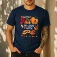 Lets Fall In Love With PE Teacher Thanksgiving Men's Casual T-Shirt Navy Lets Fall In Love With PE Teacher Thanksgiving Men's Casual T-Shirt Navy
