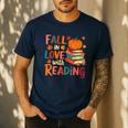 Fall In Love With Reading Autumn Thanksgiving Shirt Teacher Men's Casual T-Shirt Navy