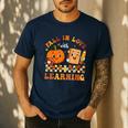 Fall In Love With Reading Book Autumn Pumpkins And Teachers Men's Casual T-Shirt Navy Fall In Love With Reading Book Autumn Pumpkins And Teachers Men's Casual T-Shirt Navy