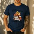 Fall In Love With Reading Book Autumn Teachers Pumpkins Men's Casual T-Shirt Navy Fall In Love With Reading Book Autumn Teachers Pumpkins Men's Casual T-Shirt Navy