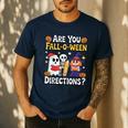 Are You Fall O Ween Directions Halloween Teacher Ghost Men's Casual T-Shirt Navy Are You Fall O Ween Directions Halloween Teacher Ghost Men's Casual T-Shirt Navy