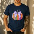 Fall Pumpkin Books Lover Halloween Teacher Teaching Staff Men's Casual T-Shirt Navy