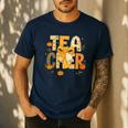 Fall Teacher Pumpkin Coquette Bow Autumn Classroom Men's Casual T-Shirt Navy