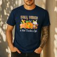 Fall Vibes And That Teacher Life Autumn Thanksgiving Men's Casual T-Shirt Navy Fall Vibes And That Teacher Life Autumn Thanksgiving Men's Casual T-Shirt Navy