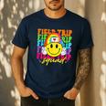 Field Trip Squad Groovy Field Day Smile Face Teacher Tie Dye Men's Casual T-Shirt Navy Field Trip Squad Groovy Field Day Smile Face Teacher Tie Dye Men's Casual T-Shirt Navy
