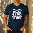 First Grade Coquette Bow Girls Teacher Team 1st Grade Squad Men's Casual T-Shirt Navy First Grade Coquette Bow Girls Teacher Team 1st Grade Squad Men's Casual T-Shirt Navy