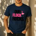 Our Flock Rocks Flamingo Mother's Day Teacher Men's Casual T-Shirt Navy Our Flock Rocks Flamingo Mother's Day Teacher Men's Casual T-Shirt Navy