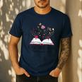 Floral Book a New Chapter Begins Retired Retirement Teacher Men's Casual T-Shirt Navy