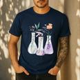 Flowers Test Tube Chemistry Student Science Teacher Women Men's Casual T-Shirt Navy Flowers Test Tube Chemistry Student Science Teacher Women Men's Casual T-Shirt Navy