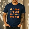 Folk Art Pumpkins Teacher Nurses Admin Witch Halloween Cute Men's Casual T-Shirt Navy