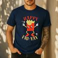 Fun Teacher Happy Fri Yay French Fries Friday Lovers Men's Casual T-Shirt Navy