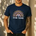 Future Teacher Kids Youth Girls Leopard Rainbow Women Men's Casual T-Shirt Navy