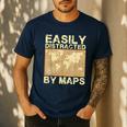 Geography Teacher Easily Distracted By Maps Men's Casual T-Shirt Navy Geography Teacher Easily Distracted By Maps Men's Casual T-Shirt Navy