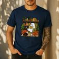 Ghost Library Reading Books Halloween Librarian Teacher Men's Casual T-Shirt Navy Ghost Library Reading Books Halloween Librarian Teacher Men's Casual T-Shirt Navy