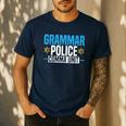Grammar Police Comma Unit English Teacher Grammar Teacher For Men Women Men's Casual T-Shirt Navy