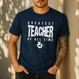 Greatest Teacher Of All Time Teachers Day 1 Teacher Goat Men's Casual T-Shirt Navy Greatest Teacher Of All Time Teachers Day 1 Teacher Goat Men's Casual T-Shirt Navy
